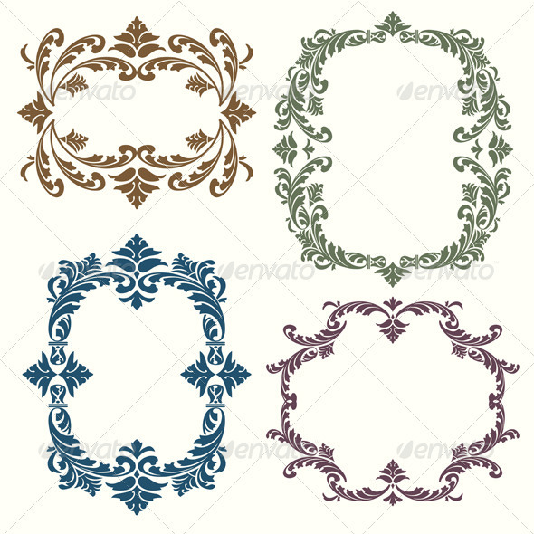 Vintage Decorative Floral Elements Set
