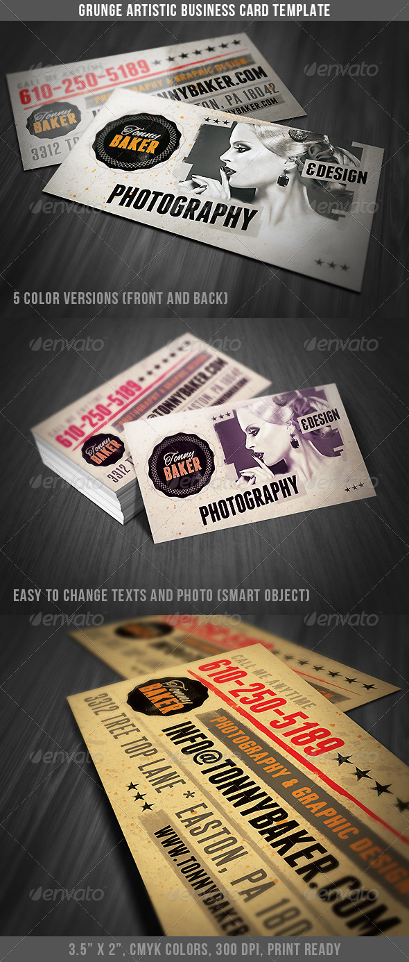 Grunge Artistic Business Card - Grunge Business Cards