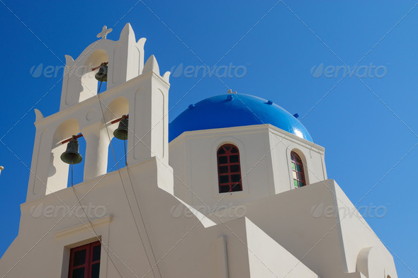 Beautiful church in Oia - Stock Photo - Images