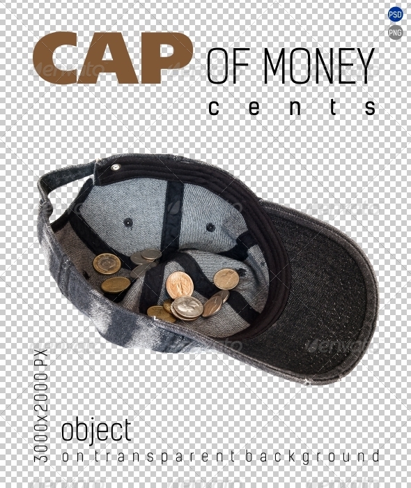 Cap of Money (coins cents) on Transparent Backgrou - Isolated Objects