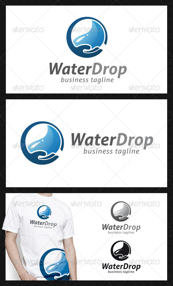Water Drop Hand Logo Template - Nature Logo Templates
