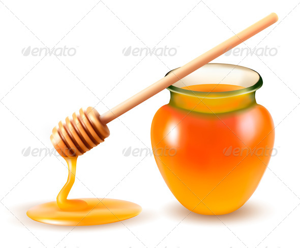 Jar of Honey and a Dipstick - Food Objects