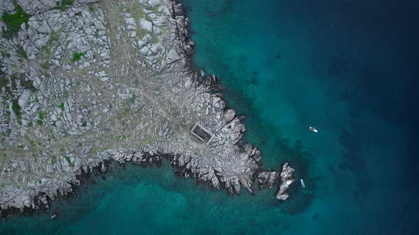 Top Down Aerial View of the Mountain Island in the Sea