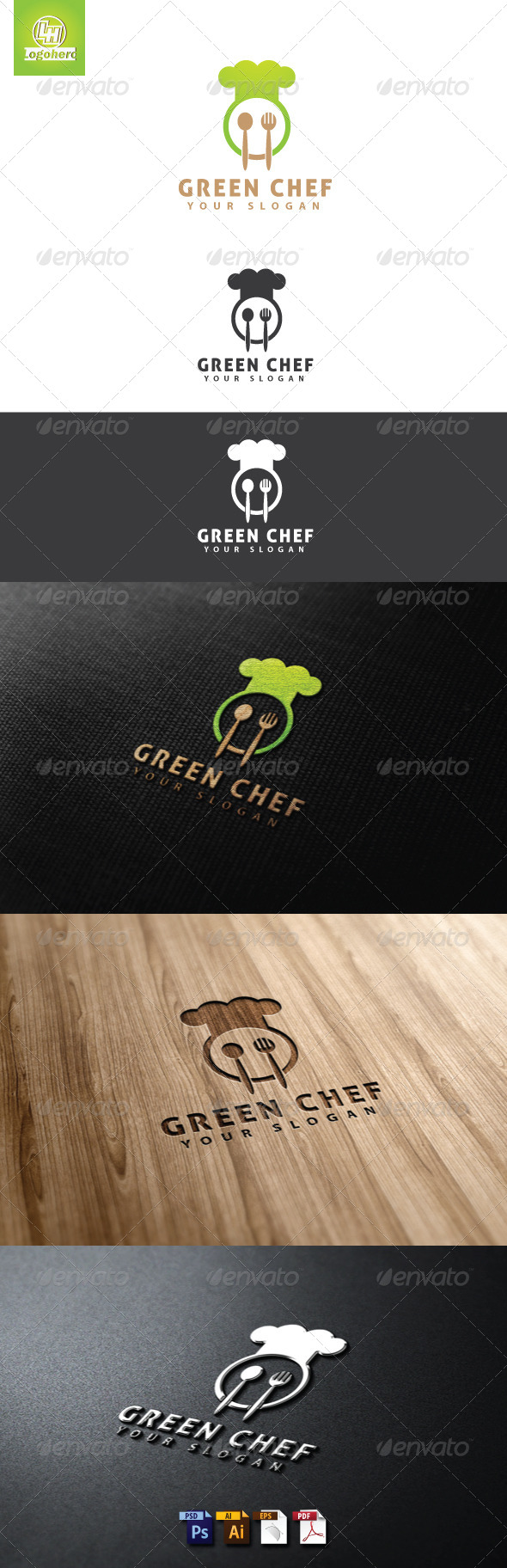 Green Chef Logo Template - Food Logo Templates