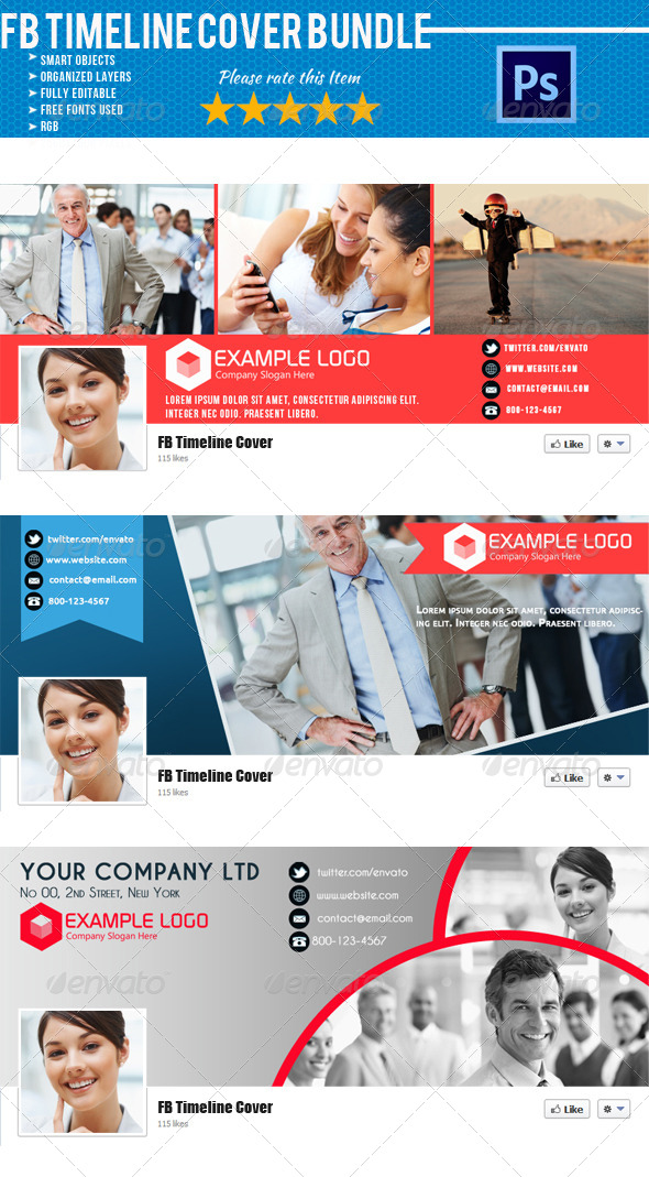 Corporate FB Timeline Cover Bundle 01 - Facebook Timeline Covers Social Media