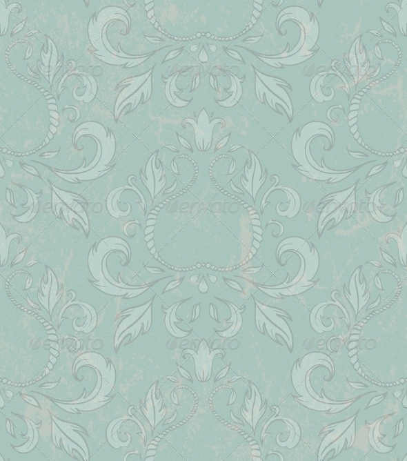 Damask Seamless Wallpaper with Grunge Effect. - Patterns Decorative