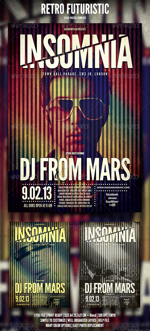 Retro Futuristic Flyer / Poster - Events Flyers
