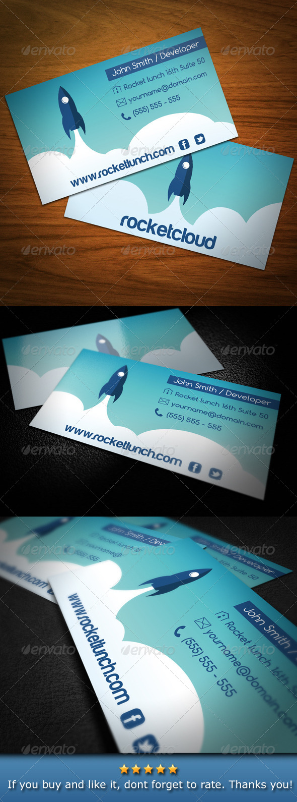 Rocket Launch Creative Business Card - Business Cards Print Templates