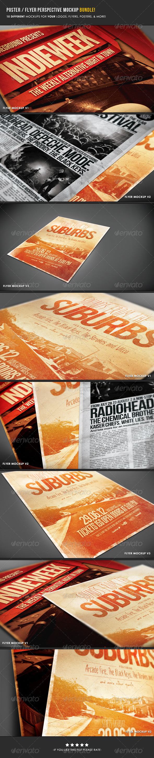 Poster & Flyer Perspective Mockup Bundle - Flyers Print