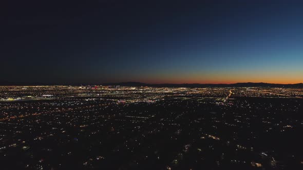 Las Vegas Cityscape at Sunrise, Morning Twilight, Nevada, USA, Aerial View alt