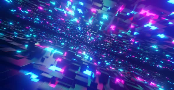 Loopable Neon Blocks. Abstract Background.