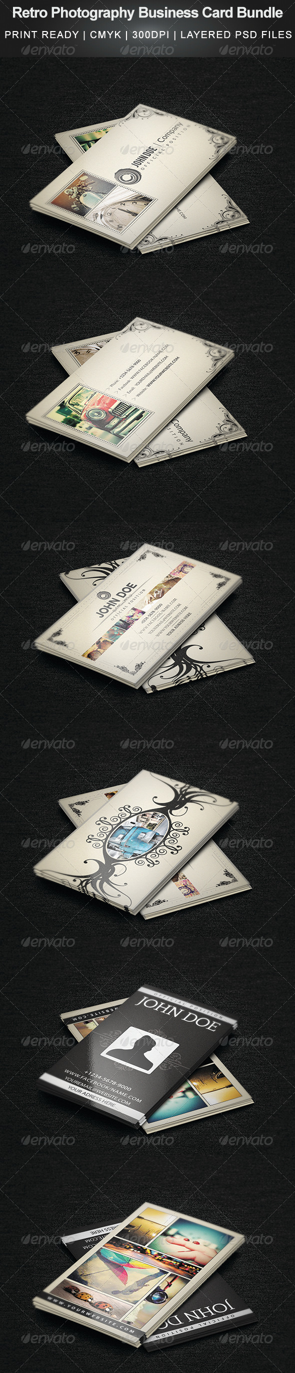 Retro Photography Business Card Bundle - Creative Business Cards