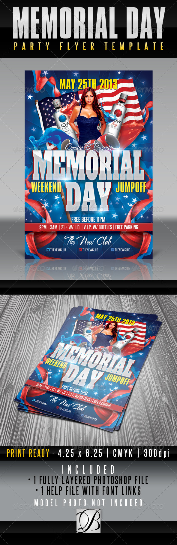 Memorial Day Party Flyer Template - Clubs & Parties Events