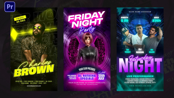 Music Club Instagram Reels Premiere Pro template preview