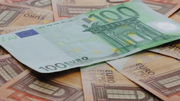 European Union Currency Euro Banknotes in Row
