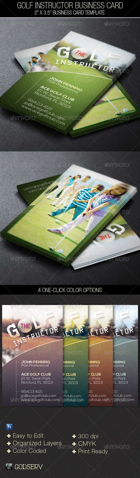 Golf Instructor Business Card Template - Industry Specific Business Cards
