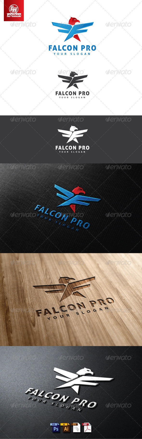 Falcon Pro Logo Template.zip - Animals Logo Templates