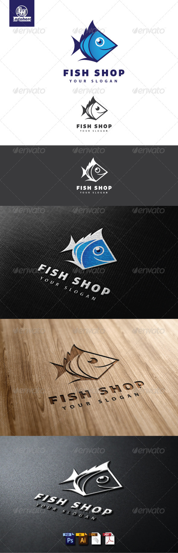 Fish Shop Logo Template - Animals Logo Templates