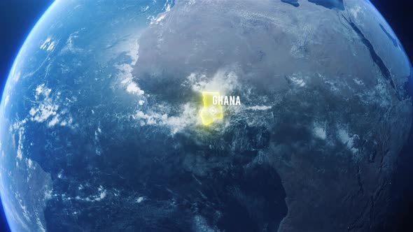 Earh Zoom In Space To Ghana Country Alpha Output