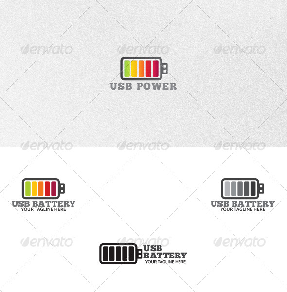USB Battery - Logo Template - Vector Abstract