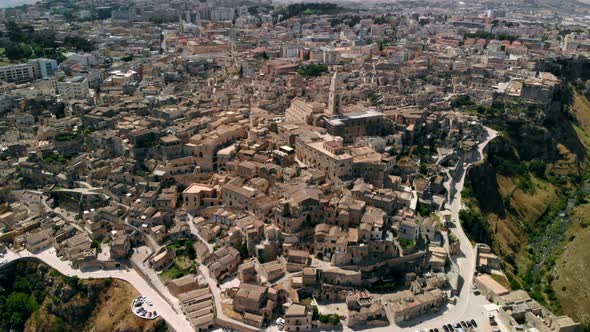 Panoramic View of Ancient Town of Matera in Sanny Day, Basilicata, Southern Italy alt
