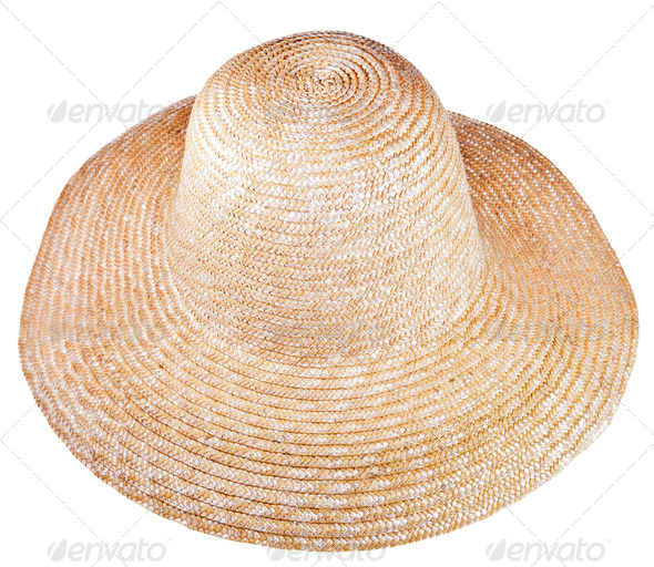 country straw broad brim hat - Stock Photo - Images