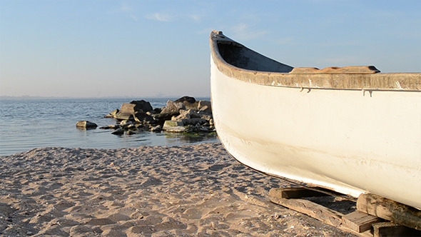 Wood Fishing Boat At Shore alt