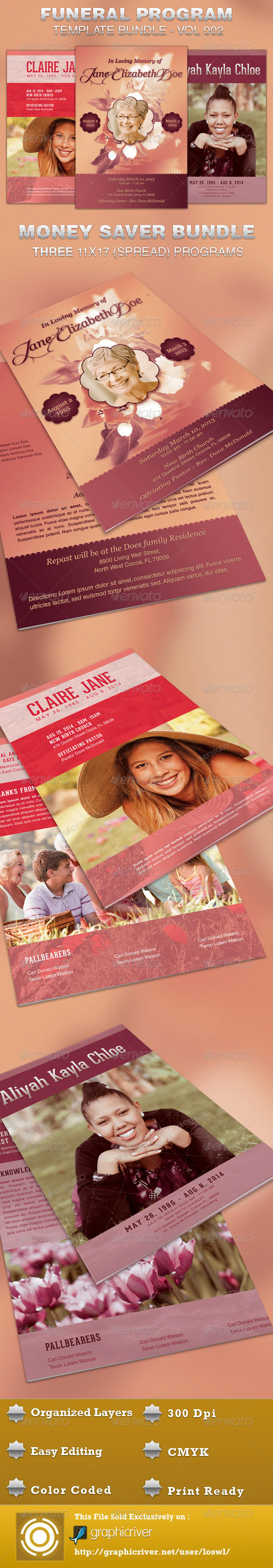 Funeral Program Template Bundle-Vol 002 - Informational Brochures