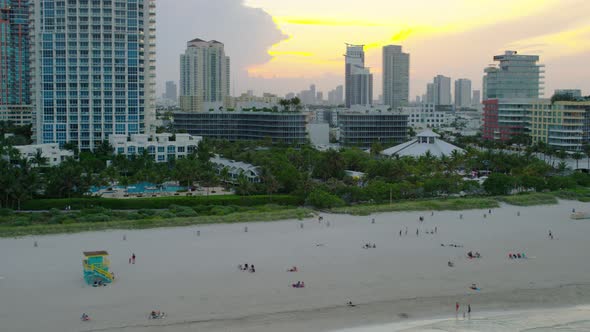 Great aerial view of Miami shore and beach alt