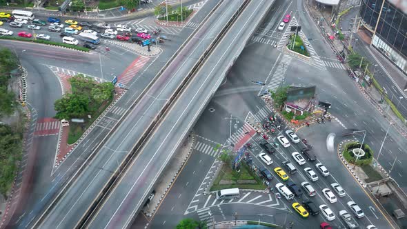 Time Lapse of Busy Highway Road Junction in Metropolis City Center alt