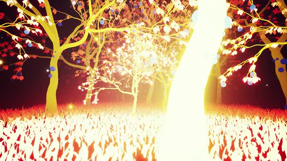 Magic Neon Light Forest 4k