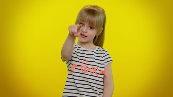 Funny Playful Blonde Kid Child Smiling Excitedly Pointing to Camera Beauty Choosing Lucky Winner alt