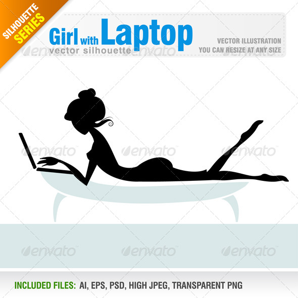 Girl with Laptop - Technology Conceptual