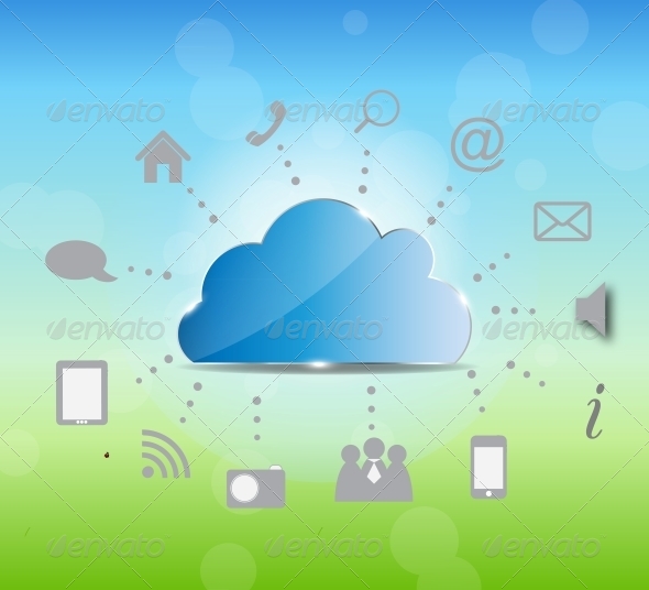 Cloud Computing Vector Illustration on Nature Back - Backgrounds Business