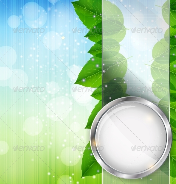 Abstract Background with Leaves and Glass Frame - Landscapes Nature
