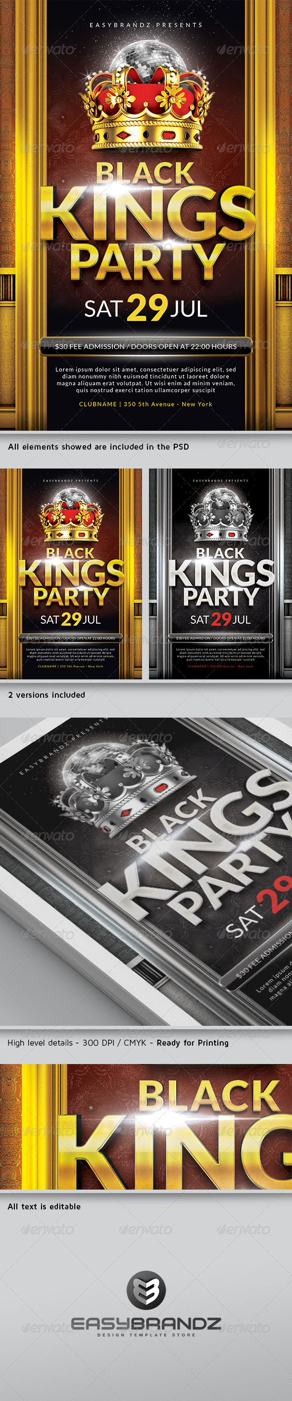 Black Kings Flyer Template - Events Flyers