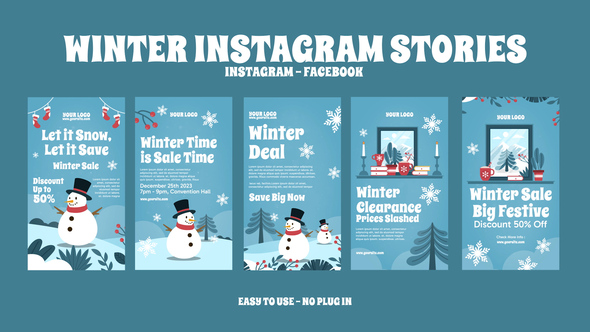 Winter Instagram Stories Openers template preview
