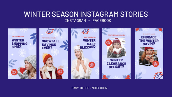 Winter Season Instagram Stories Openers template preview