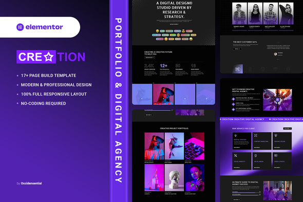 Creation - Portfolio & Digital Agency Elementor Template Kit