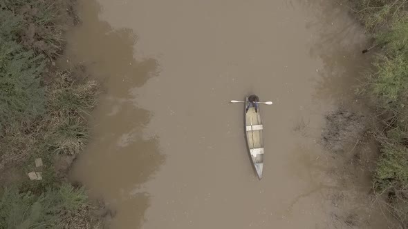 Aerial of Kayak Sailing in the River alt