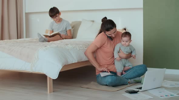 Home Isolation, Family Quarantine, Work From Home, Freelance Woman, Remote Business. alt