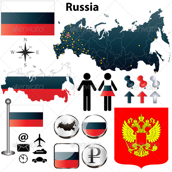 Russia Map - Travel Conceptual