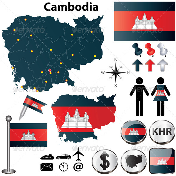 Map of Cambodia - Travel Conceptual