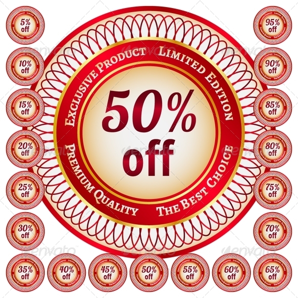 Labels From 5 To 95 Percent Discount - Retail Commercial / Shopping