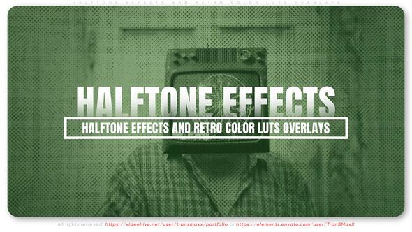Halftone Effects and Retro Color LUTs Overlays Elements template preview
