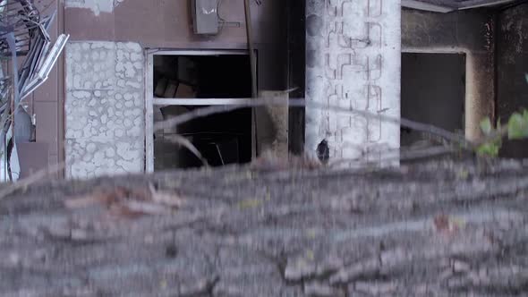 Vertical Video of War in Ukraine  Destroyed House alt