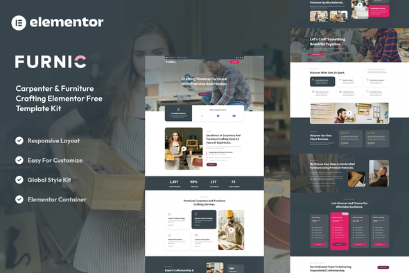 Furnic - Carpenter & Furniture Crafting Elementor Template Kit