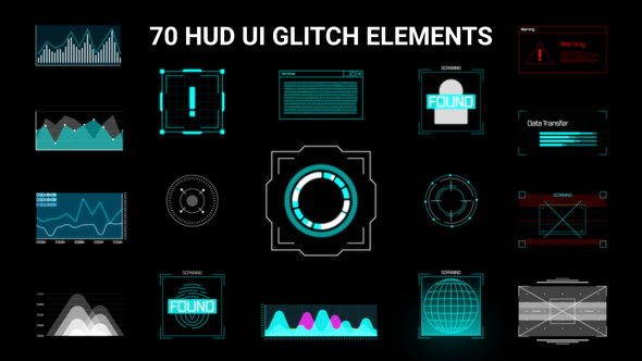 HUD UI Glitch Elements, After Effects Project Files | VideoHive
