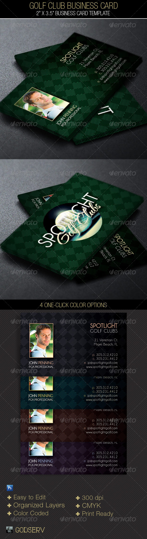 Golf Club Business Card - Industry Specific Business Cards