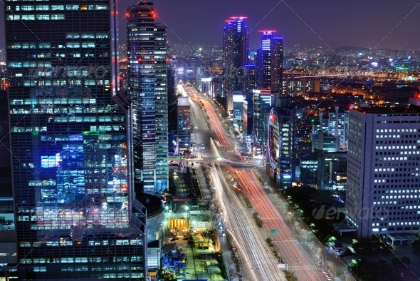 Seoul at Night - Stock Photo - Images